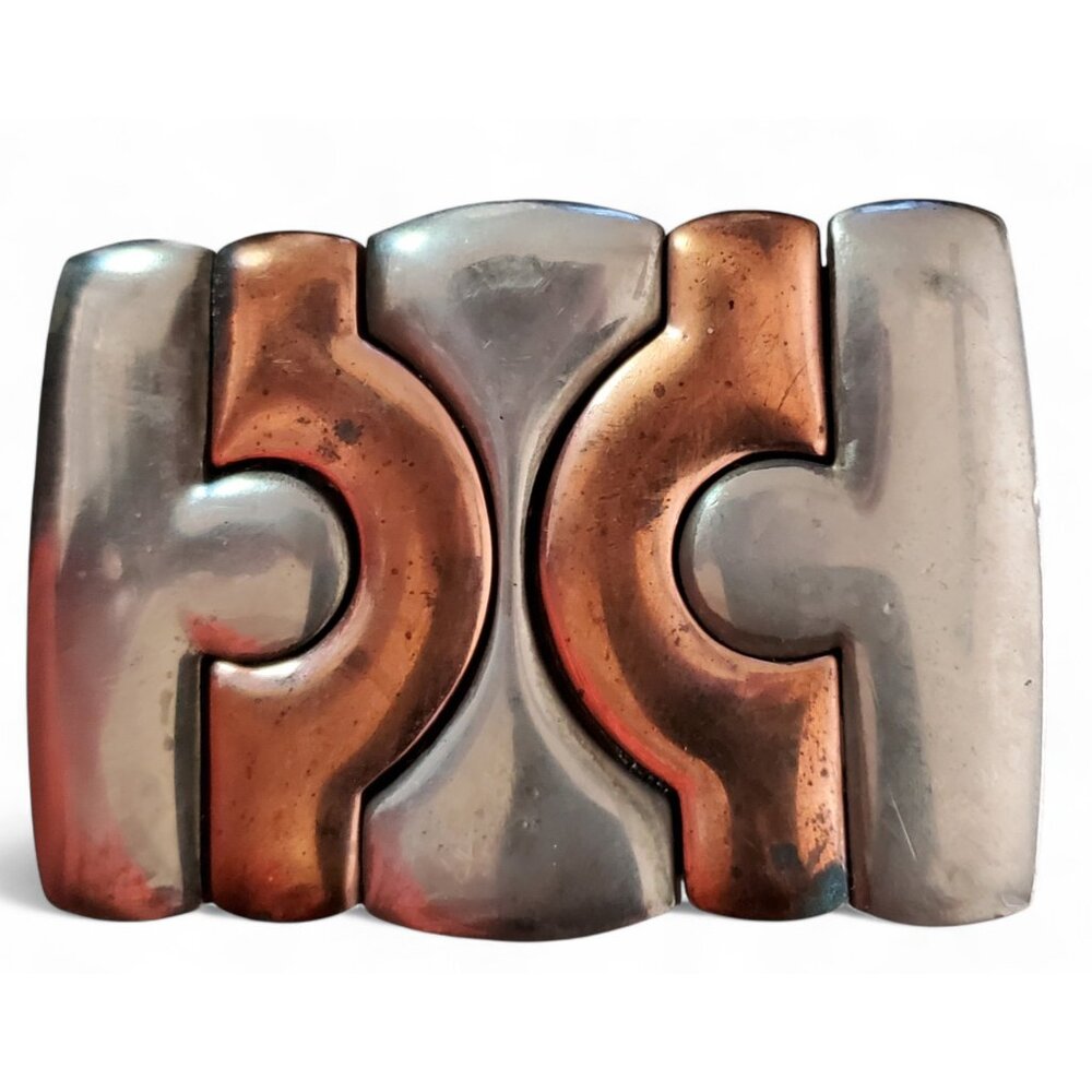Paquette Vtg Silver Tone Two Piece Belt Buckle